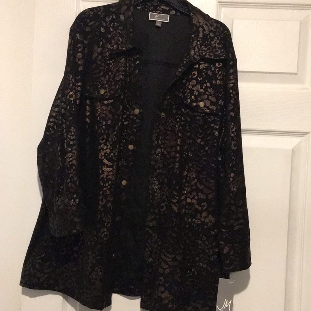 Jacket/blazer black with gold cheetah print
